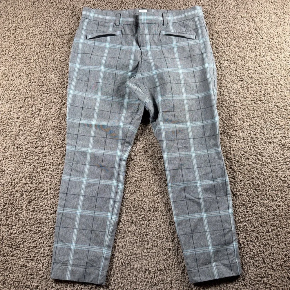 GAP Skinny Ankle Pants Women 12 Plaid Grey Blue Casual‎ Office preppy trousers